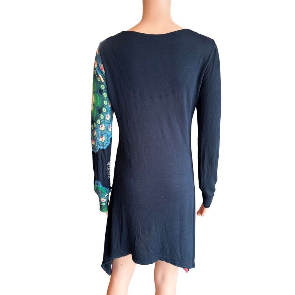 Desigual Mandala Floral Print Asymmetrical Dress Boho Large Art to Wear Dopamine - Picture 4 of 6